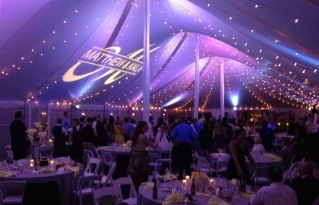 A large tent with tables and chairs in the middle.